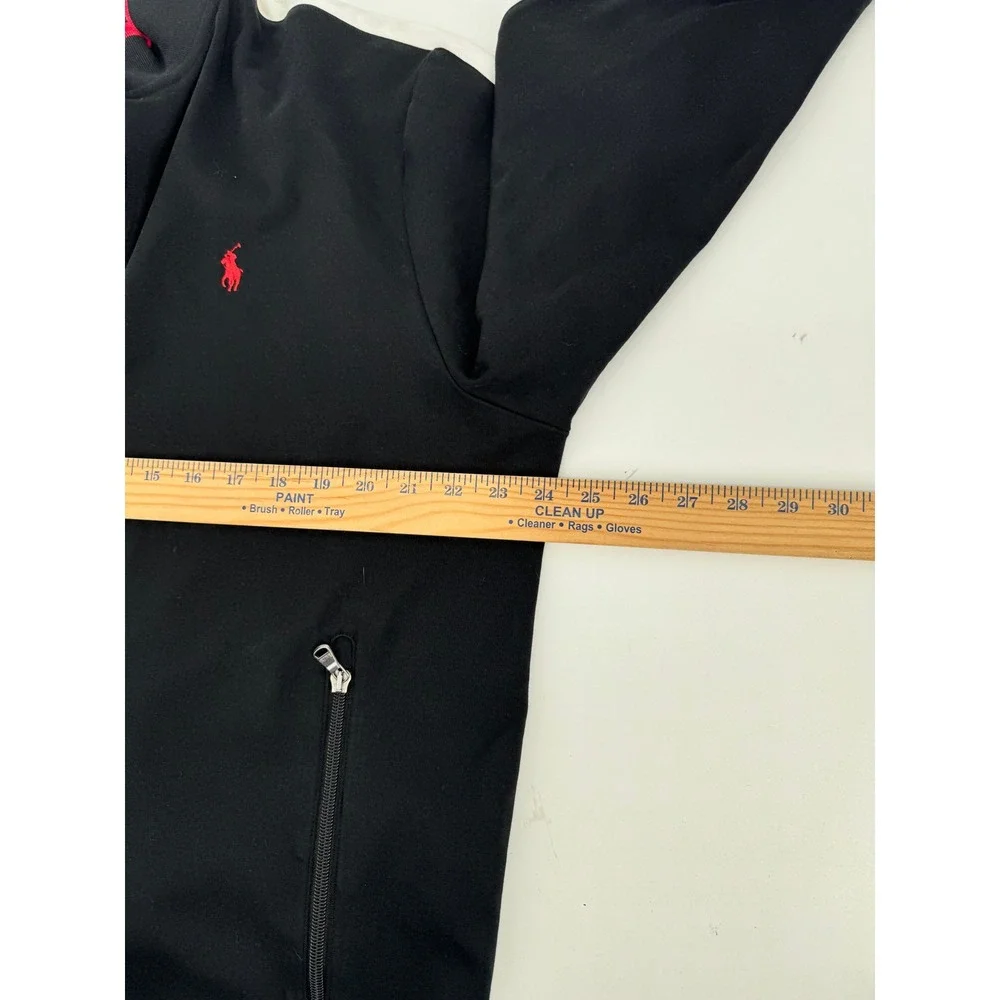 Polo Ralph Lauren Performance Track Jacket Men‎ XL Black Red Trim Stripe Zip